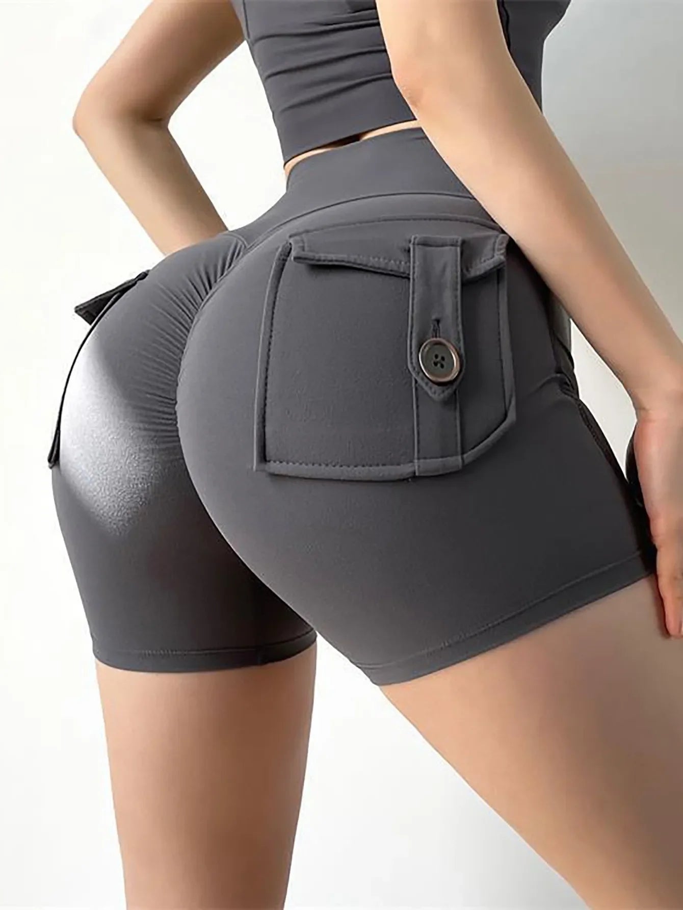 Summer Fitness Exercise Yoga Three-Quarter Pants Cargo Pocket Shorts