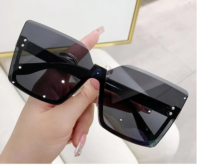 European & American Style Half-frame Metal Sunglasses Fashion Slim Anti-uv Glasses