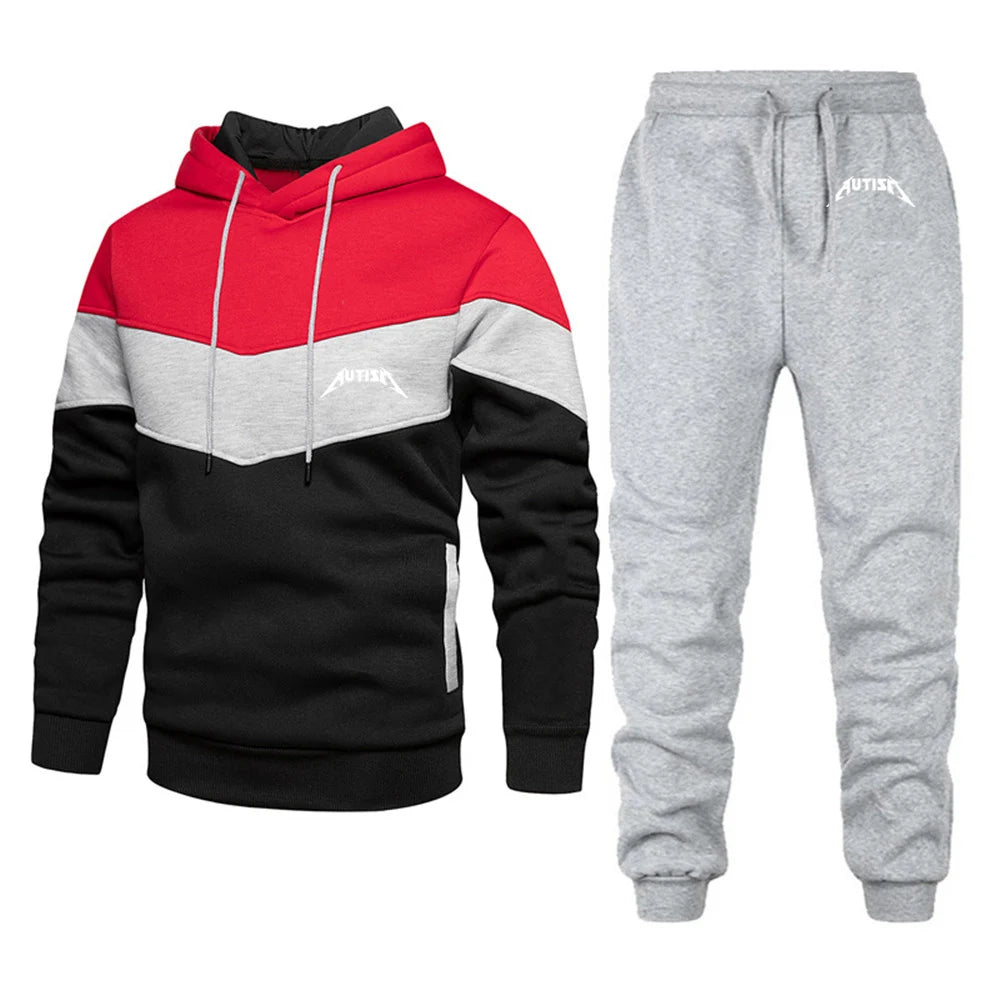 Spring Autumn Men's High Quality Long Sleeve Hooded + Leisure Pants
