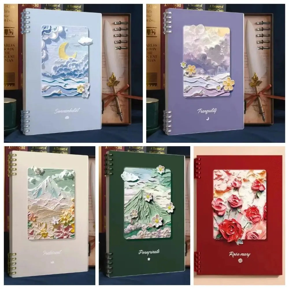 Oil Painting Loose-leaf Book A5/B5/A4 Thickening Cover Filler Paper Notebook Somnambulist Rose Mary Student Diary Notepad