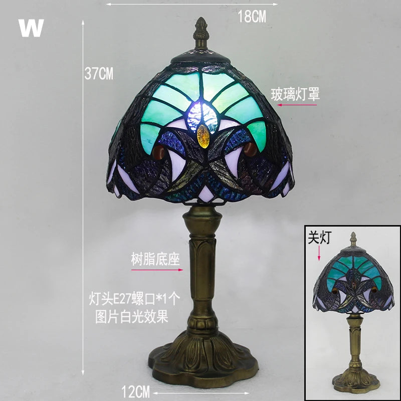 Mediterranean Baroque Retro Style Stained Colorful Handmade Glass Table Lamp E27
