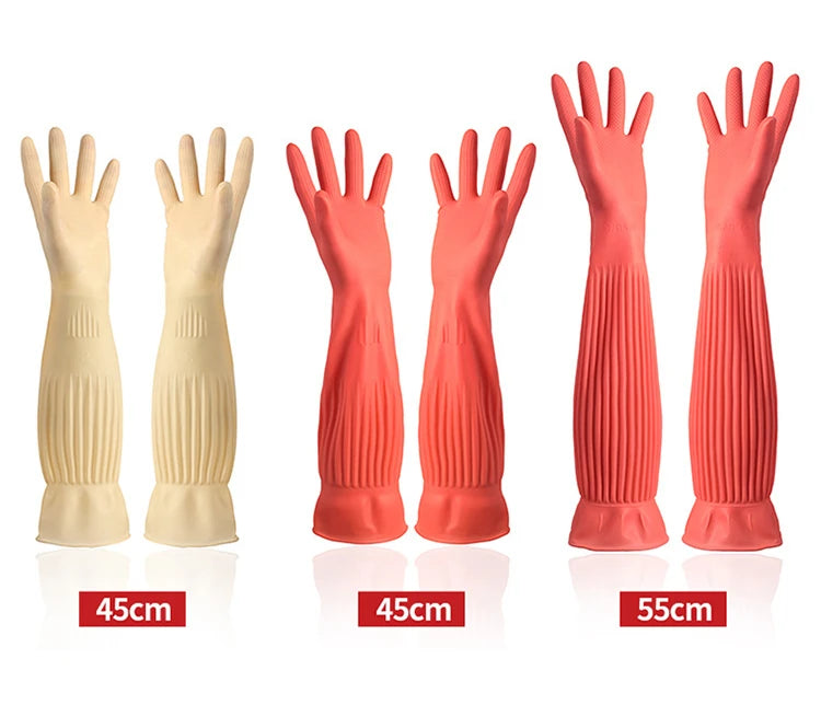 1Pair Lengthen Dishwashing Cleaning Silicone Gloves