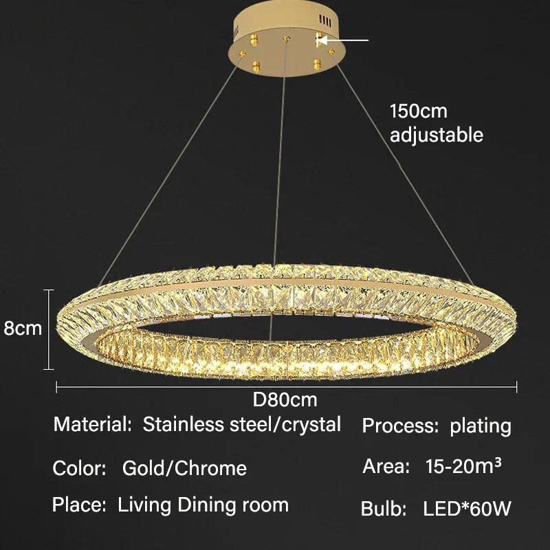 Luxury Crystal LED Pendant Indoor Chandelier Light Villa Living Dining Room Bedroom Hotel