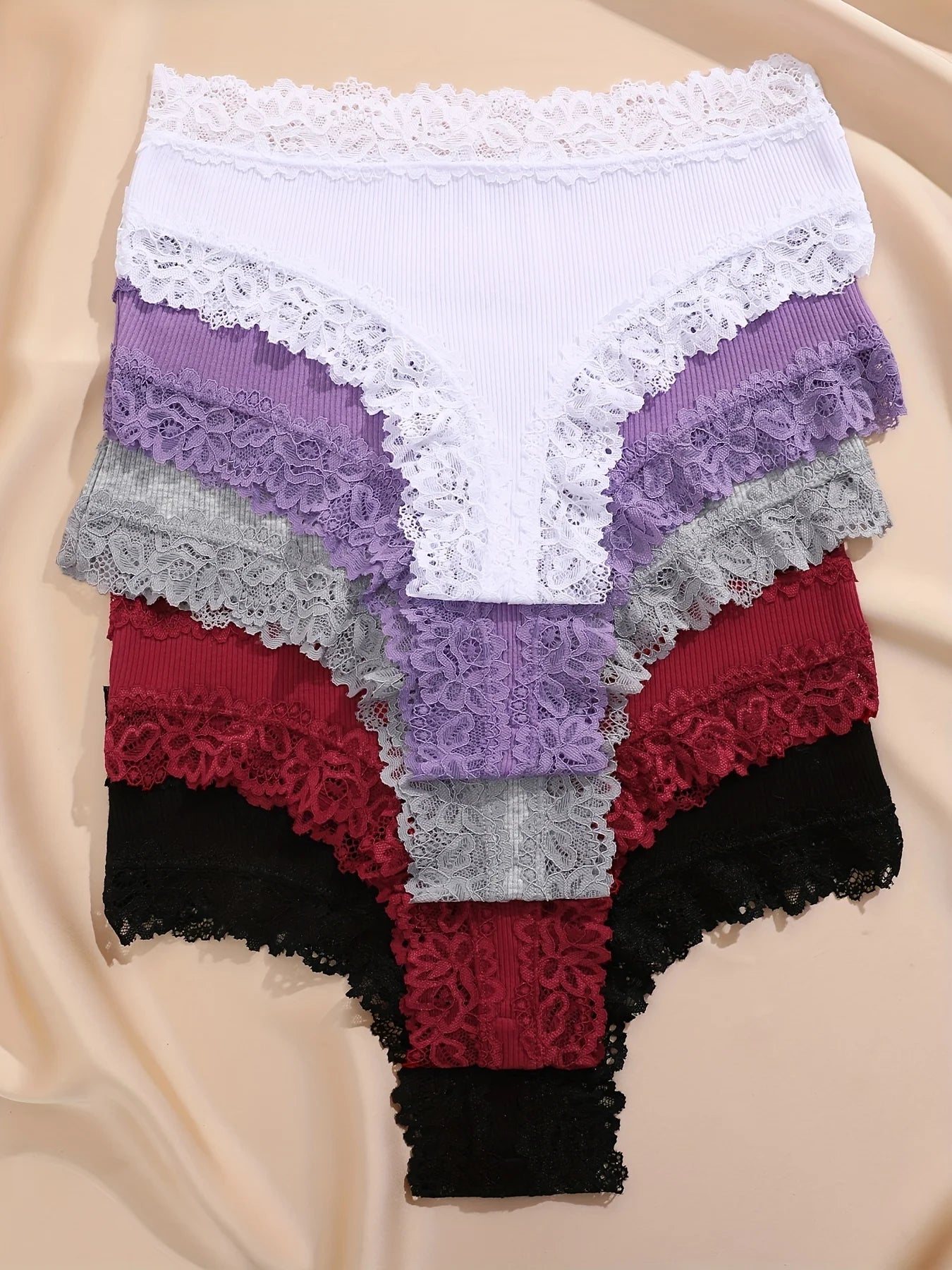 10PCS/Set Women Lace Cotton Panties Sexy Low-Waist