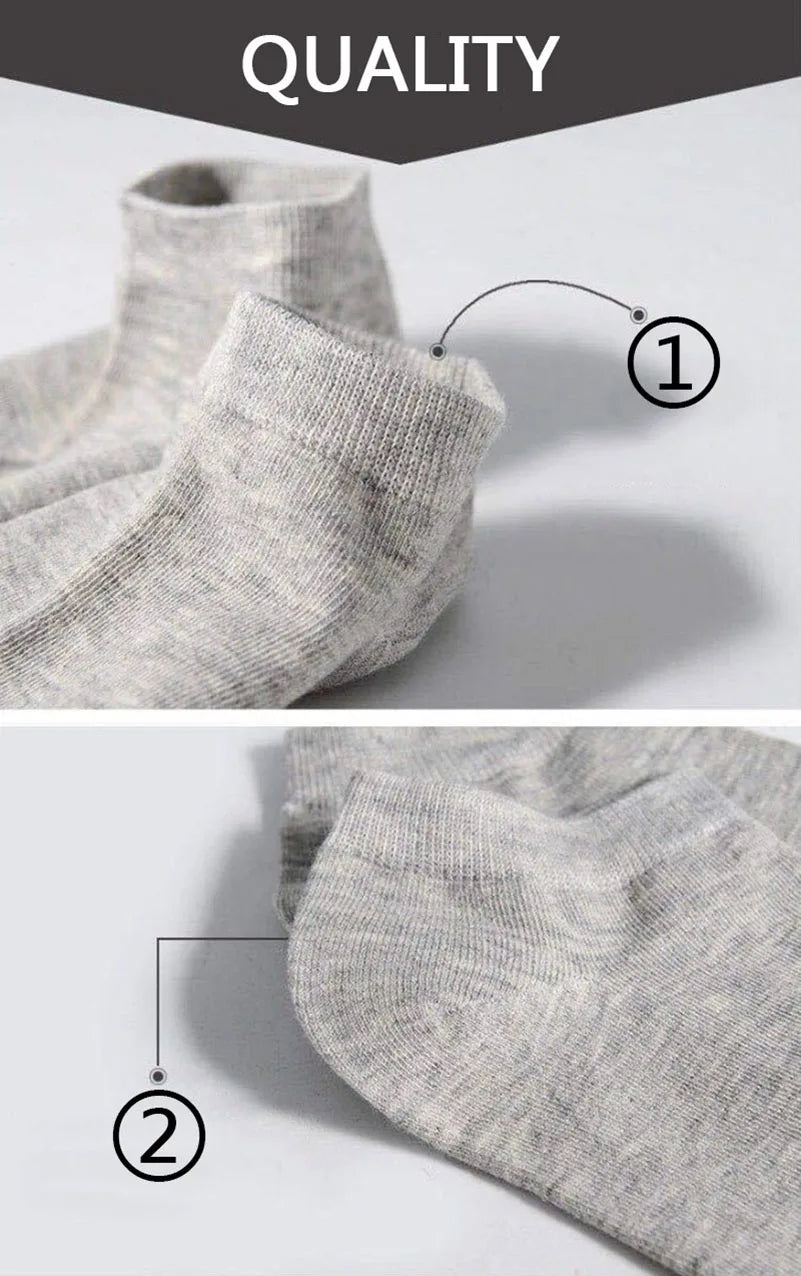 10/5pcs Pairs Low Cut Ankle Breathable Men/Women Socks Solid Color Black White Grey