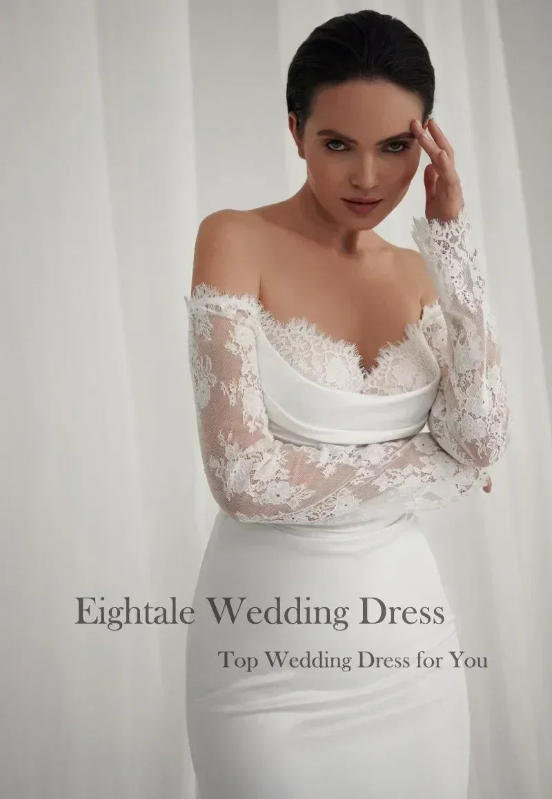 Bohemian Mermaid Wedding Dress - Custom Lace Off-Shoulder Gown