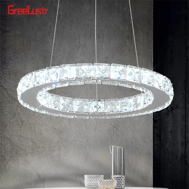 Modern Stainless Steel Ring Led Chandeliers For Dining Room Home Decor