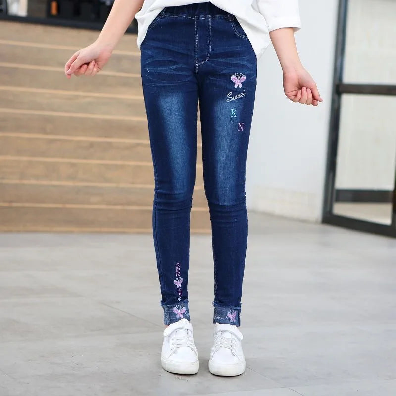 Casual Embroidery Design Kids Teen Jeans