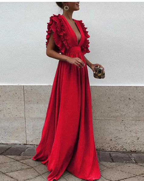 Elegant Sexy V-neck Backless Dress