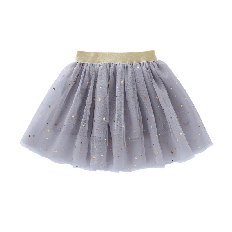 Girls Mesh Miniskirts Princess Stars Glitter Dance Ballet Tutu