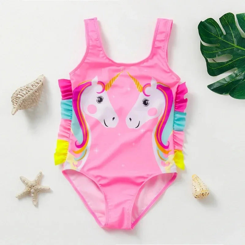 Girl Swimsuit One-Piece Mermaid Fish Scale Unicorn Children's Swimwear 2 - 8 Years
