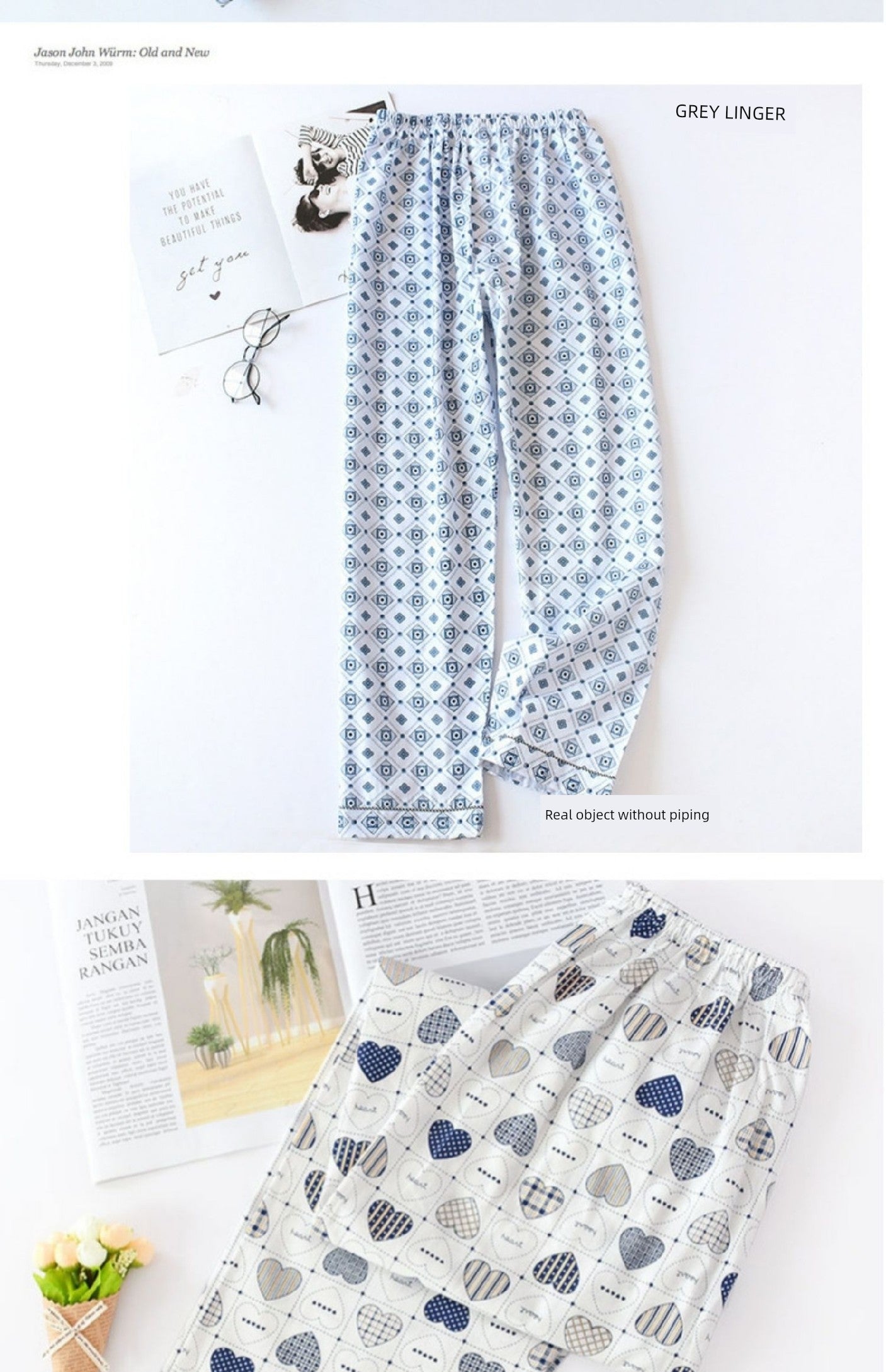 Men Pure Cotton Spring and Summer Pajama Pants