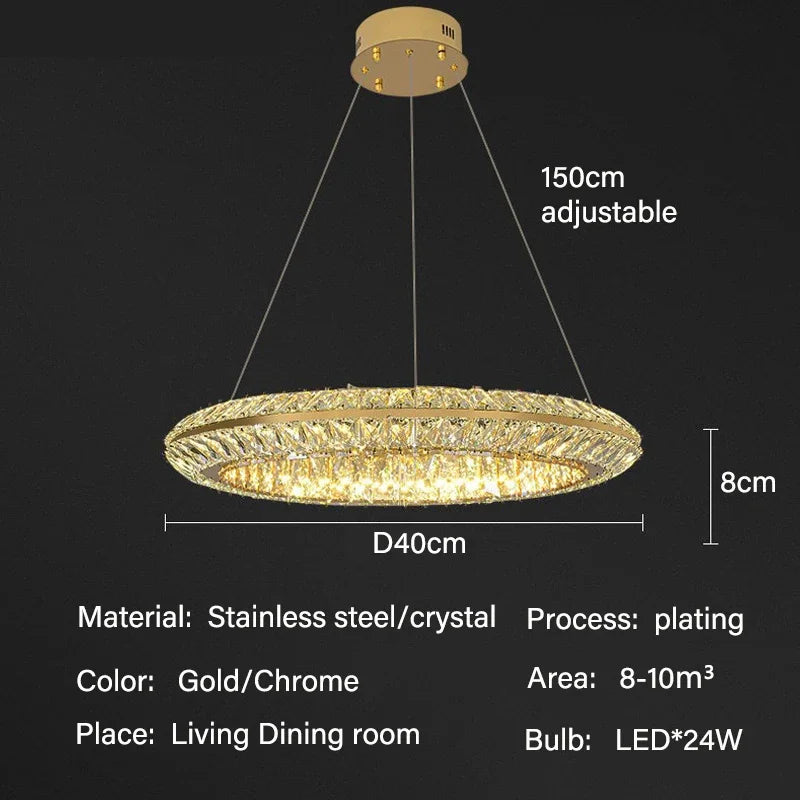 Luxury Crystal LED Pendant Indoor Chandelier Light Villa Living Dining Room Bedroom Hotel