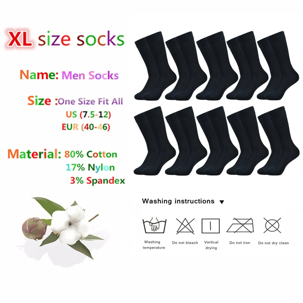Men's Black Cotton Dress Crew Socks