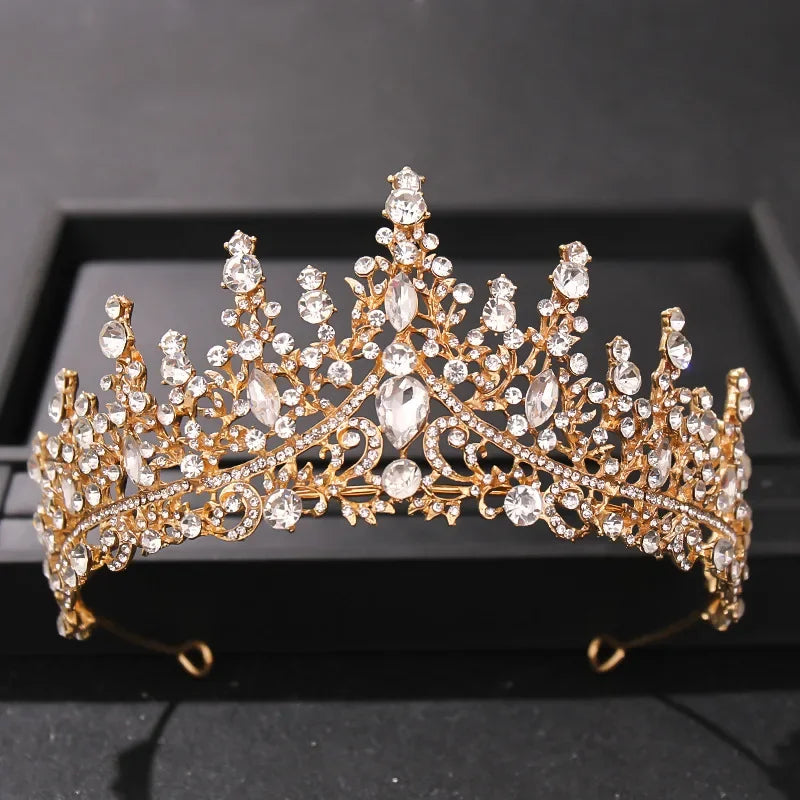 Gold Color Luxury Crystal Wedding Tiaras Crowns Party Rhinestone Prom Bridal Diadem Crown Tiara Hair Jewelry