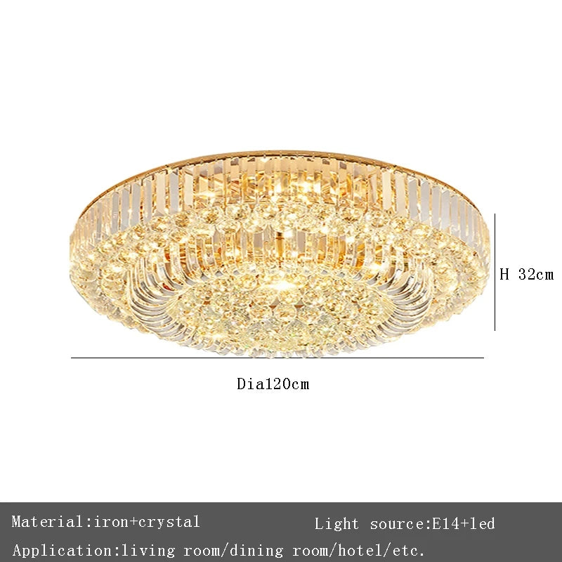 European Large Round Luxury Crystal Ceiling Chandelier