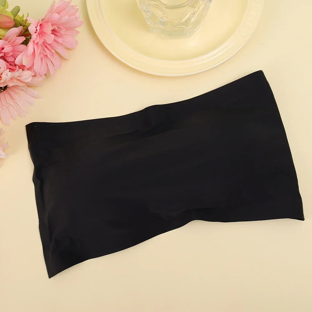 Ice Silk Strapless Bra Girls Seamless Crop Tube Top Bralette for Women Sexy Soft Bras Large Size Bustier Tops Summer Underwear