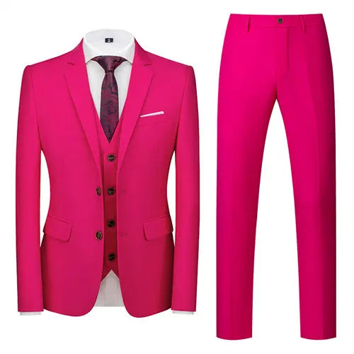 Men's 3 Piece Suit, Jacket Vest Trousers, Slim Fit Blazer Waistcoat Pants