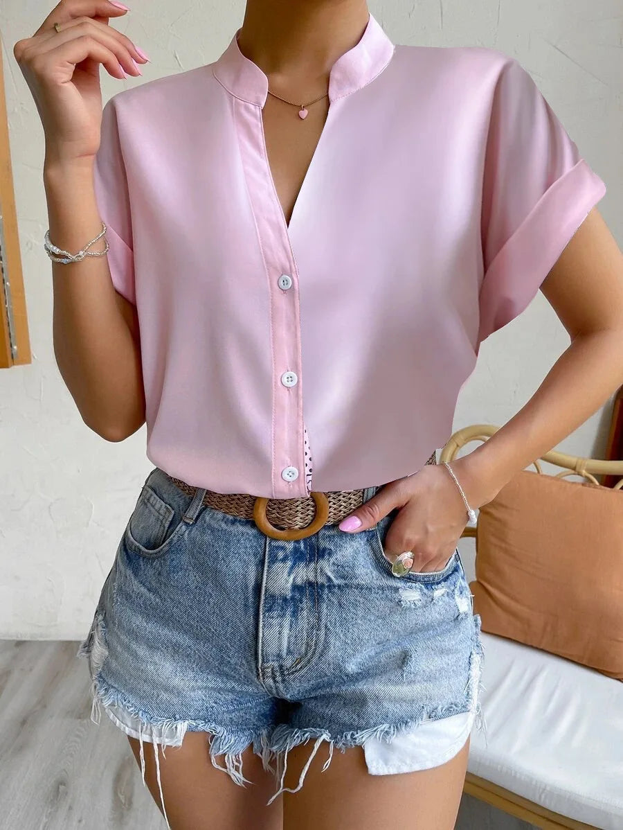 Elegant Summer V-neck Women's Shirt