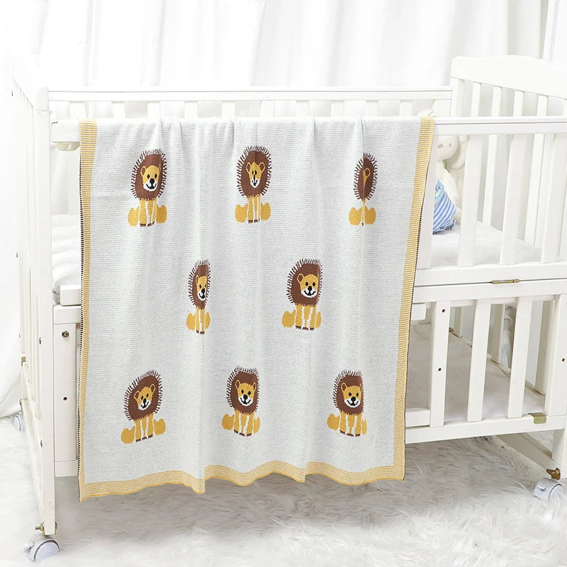 Infant Baby Blankets Cotton Knitted Newborn Girls Boy Bedding Quilt Cute Lions 100*80CM Stroller Swaddling Super Soft Sleep