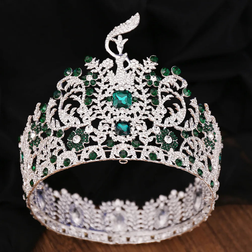 Baroque Rhinestone Crystal Crown Tiaras Hair Accessory For Bridal Wedding & Beauty Pageant