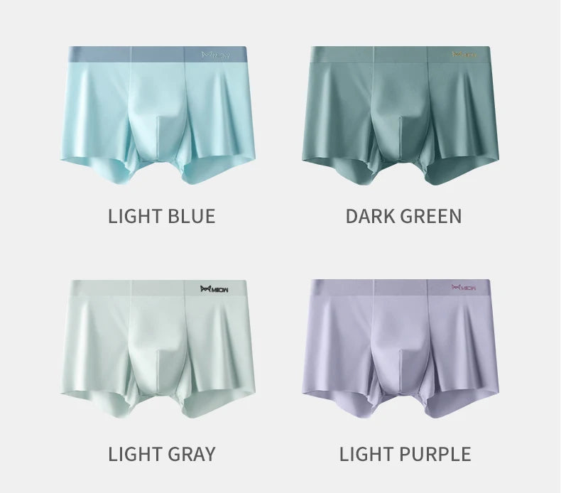 3Pcs Ice Silk Seamless Men Underwear Boxer Shorts Trunk