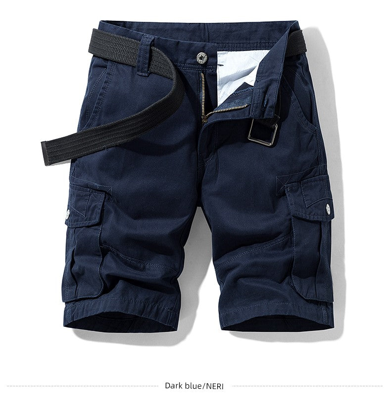 Men's Summer Straight-leg Casual Multi-Pocket Cotton Parka Shorts