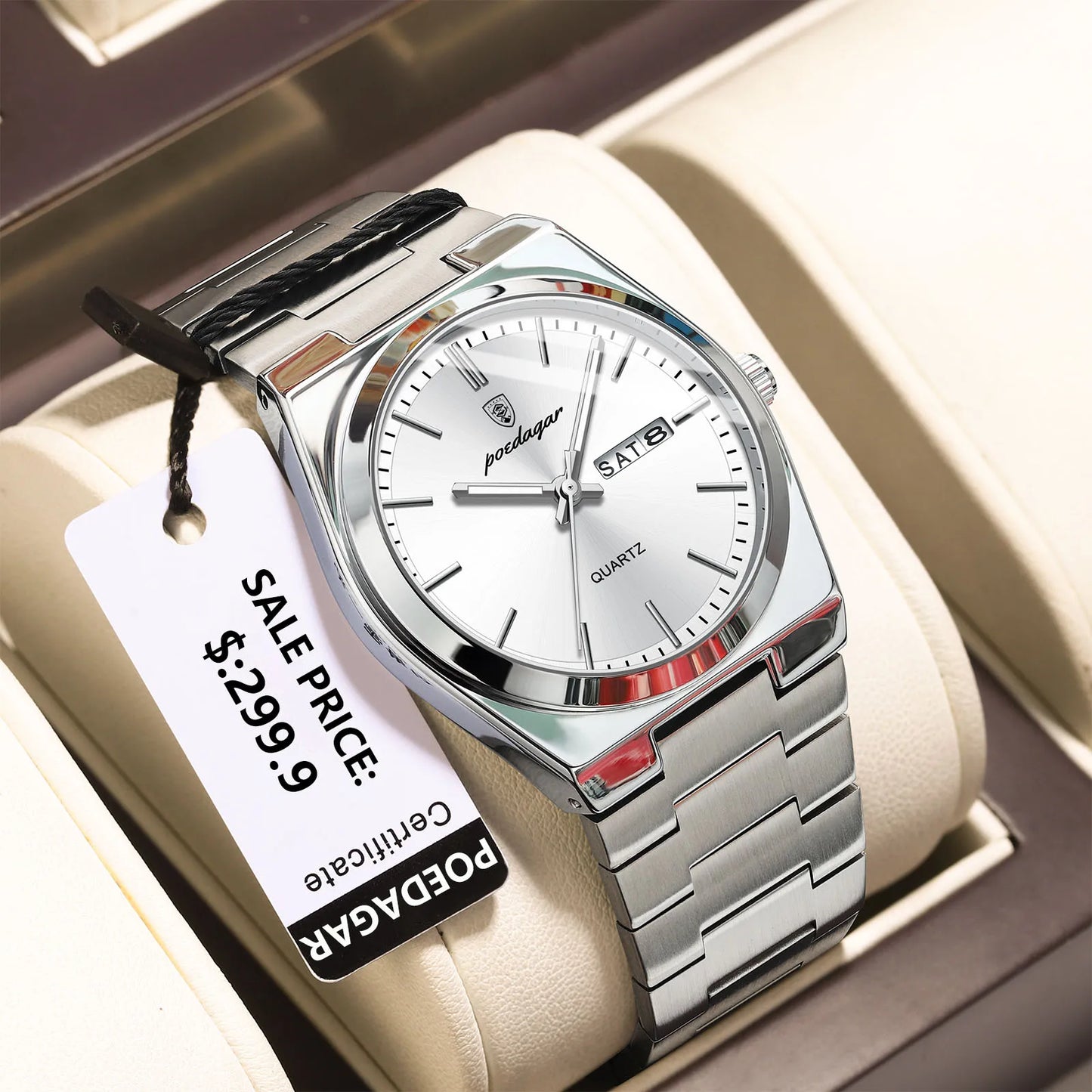 Men's Luxury Quartz Watch Stainless Steel Waterproof Luminous Date Week