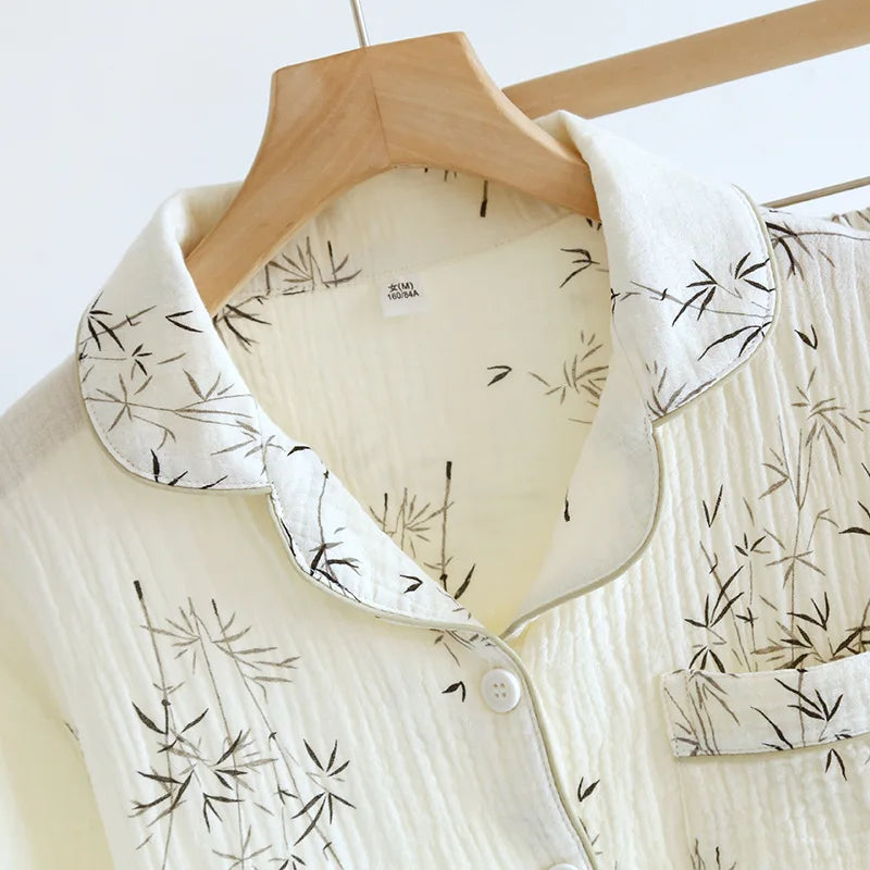 Summer Couple Pajama Set 100% Pure Cotton Short sleeved Shorts for Men and Women Two Piece