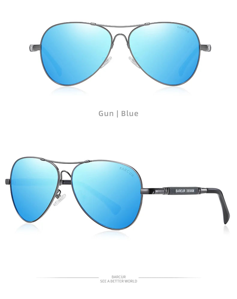 BARCUR Design Frame Sunglasses Polarized For Men Women Pilot Gradient Lens Eyewear Mirror Shades