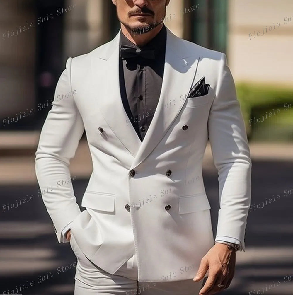 Men Business Formal Occasion Tuxedos Suit 2 Piece Set Blazer Pants