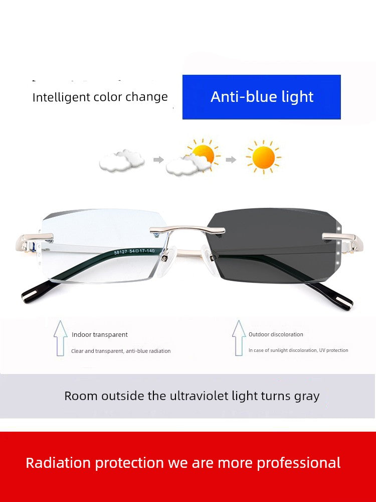 Anti-Radiation Glasses Men's Plain Anti Blue-Ray Finished Products Watch Mobile Phone with Myopia Frameless without Degrees Eye Protection