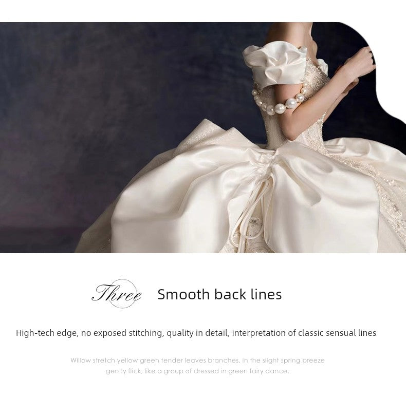 off-Shoulder French Royal Style Retro Wedding Dress