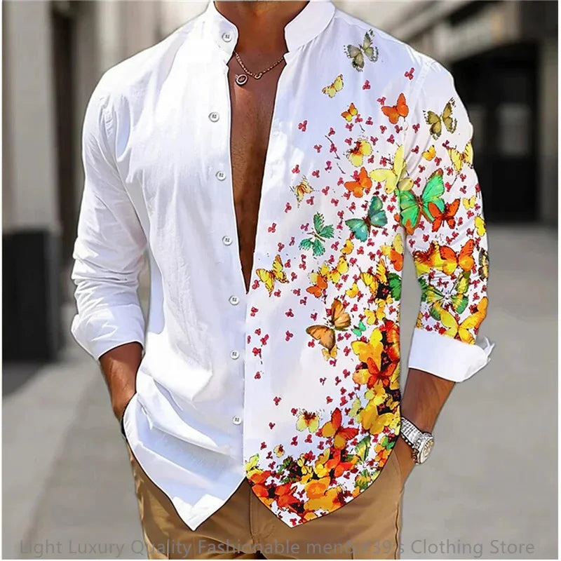 Men's Casual Soft Fabric Shirt Long-sleeved 3D printing XS-6XL