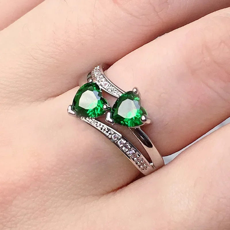 Luxury Fashion Green Zirconia Crystal Ring for Women