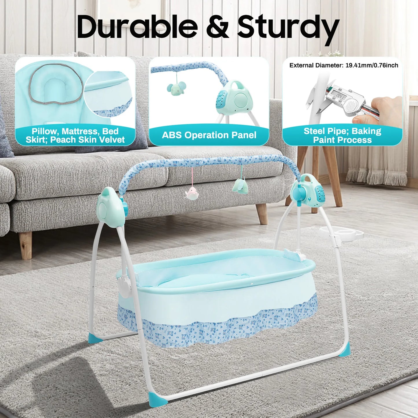 Cradle Swing Sleeping Bed Auto Rocking Swing 5 Speed Stand Baskets Musical Sleeping Basket 0-18 Months
