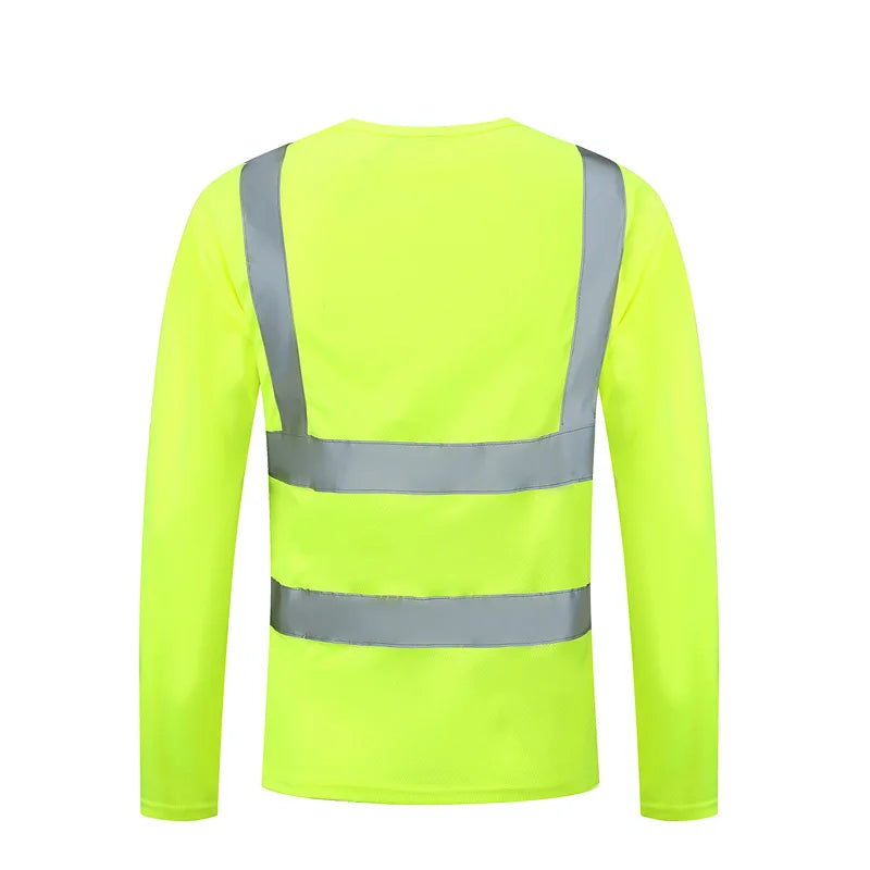 Fluorescent High Visibility T-Shirts Men Reflective Work Safety Shirts