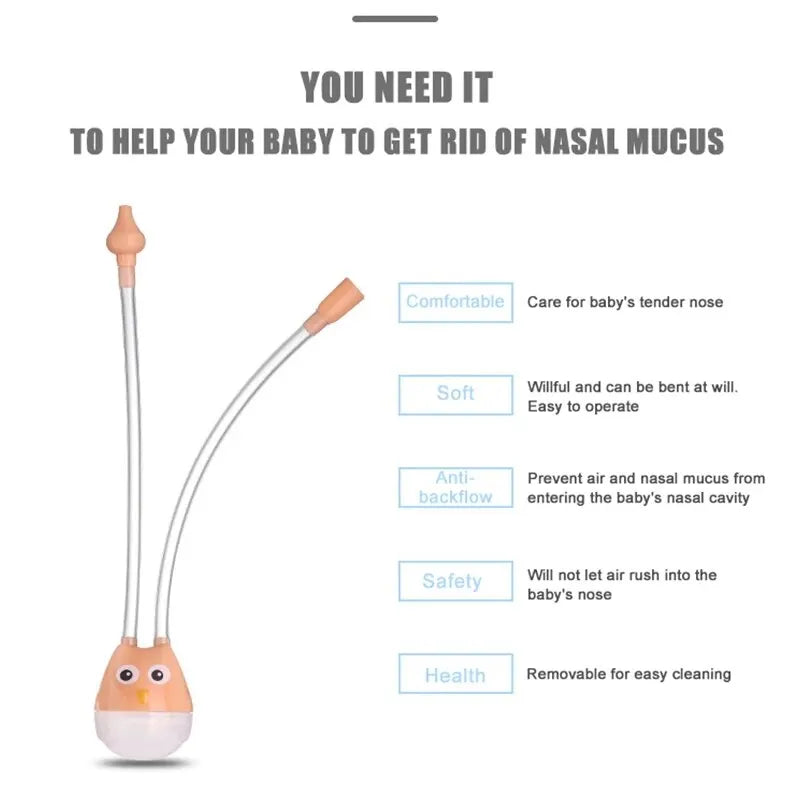 Baby Nasal Mouth Silicone Booger Suction Pipe for Infant