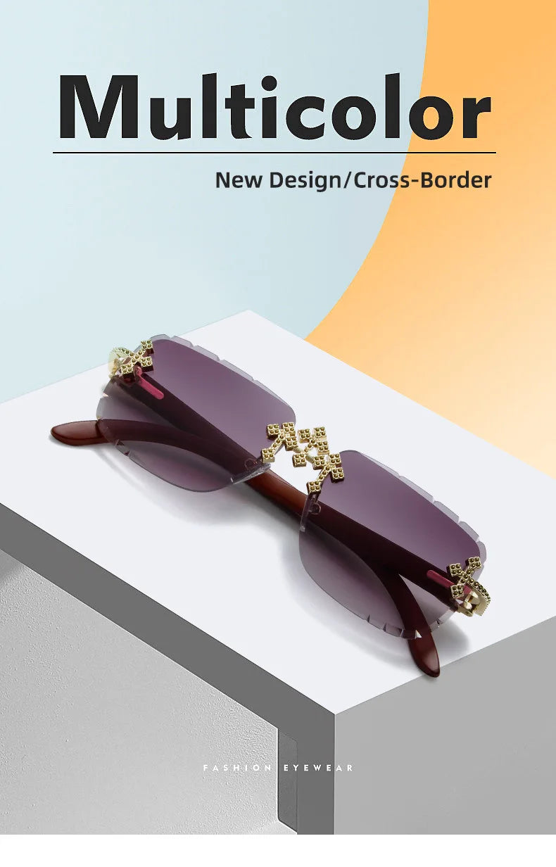 Luxury Steampunk Rimless Square Men Sunglasses UV400