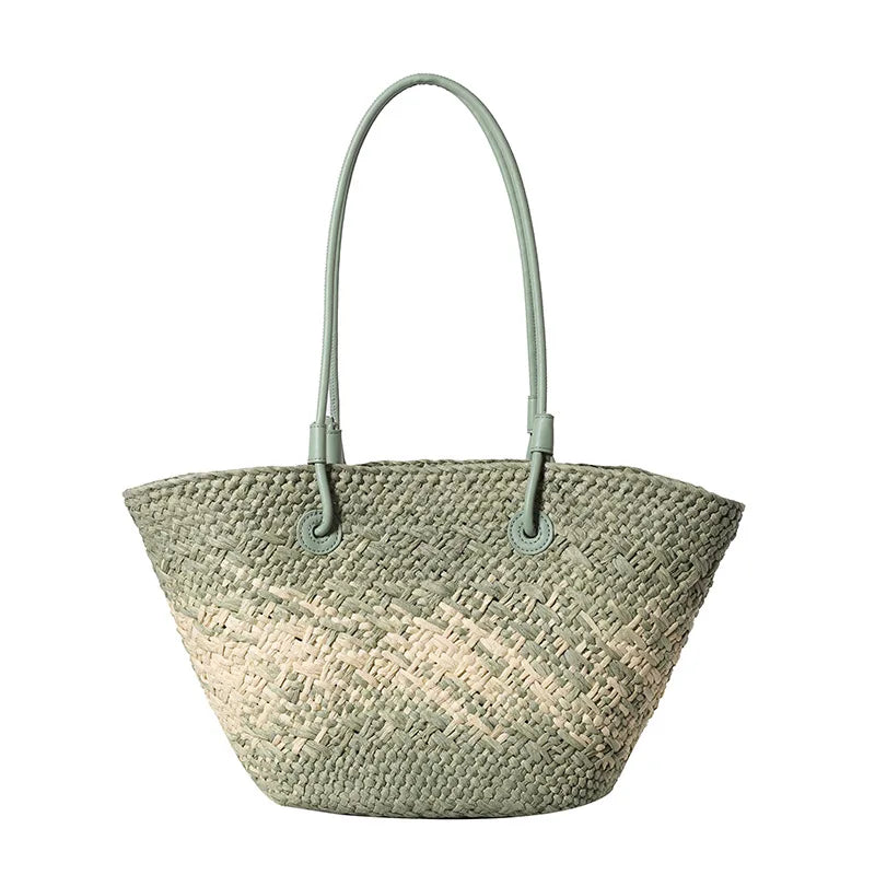 Color Straw Underarm Shoulder Bag, Summer Beach Vacation Travel Tote Bag