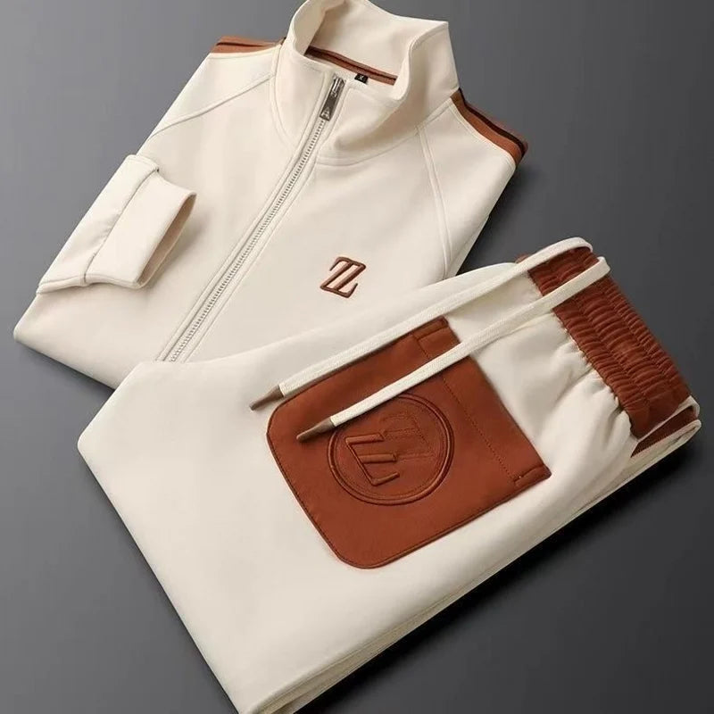 Spring Autumn Fashion Embroidered LOGO Men's Sports and Leisure Jacket Pants 2-pc