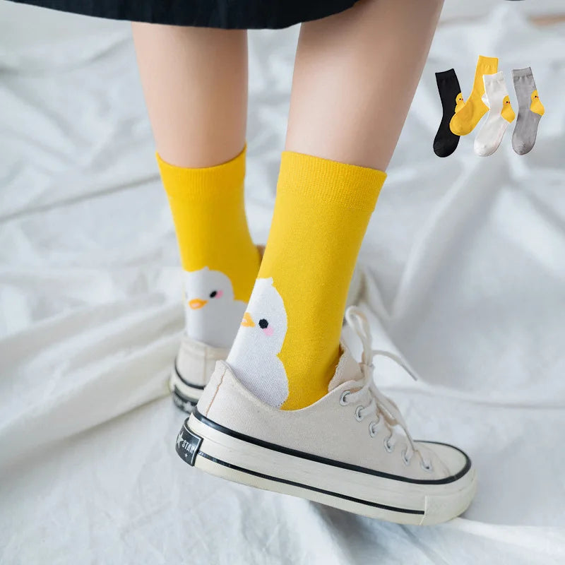 4 Pairs Cotton Pack Women Socks Duck Pattern