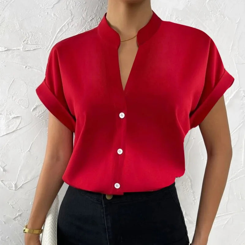 Elegant Summer V-neck Women's Shirt