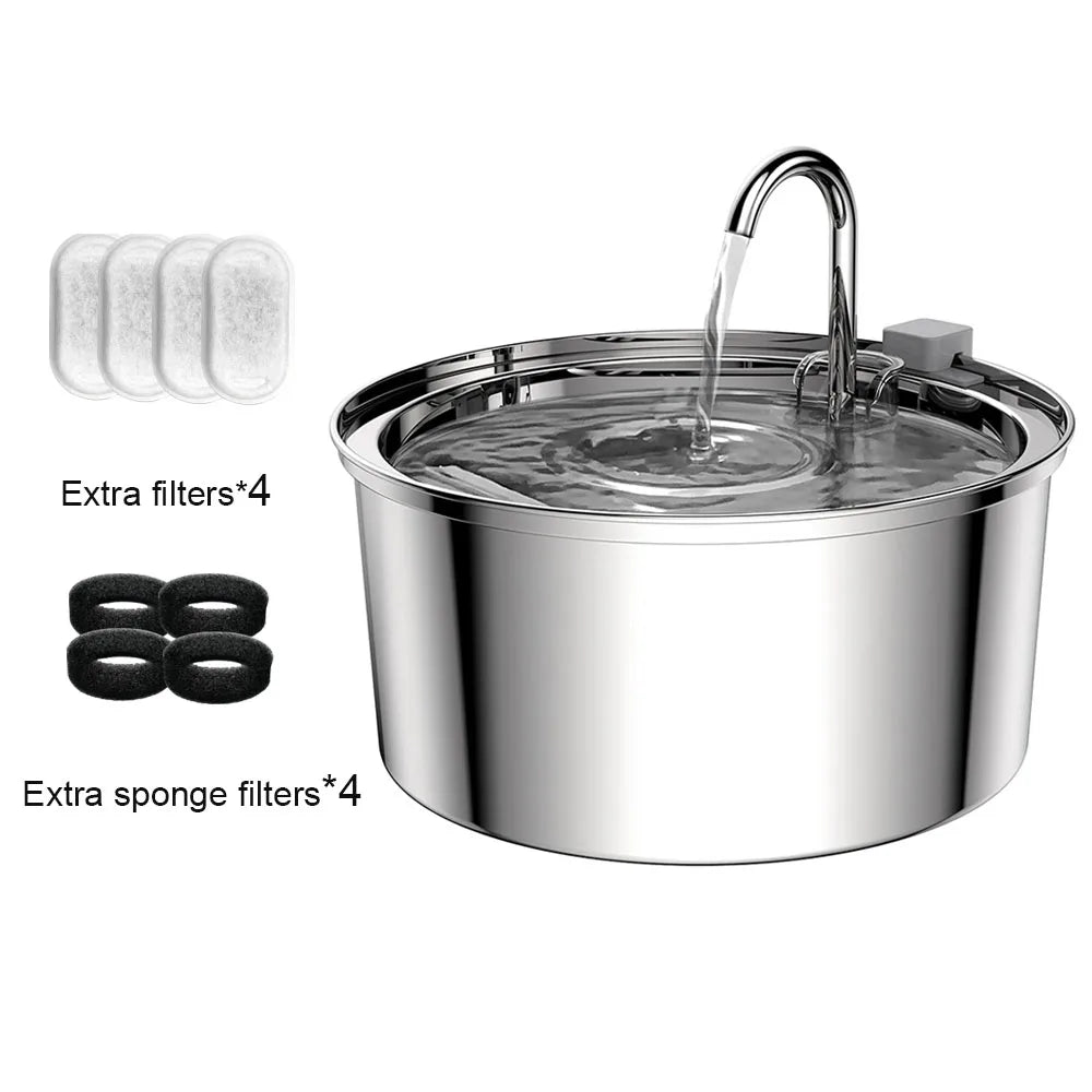 7L Large Capacity Stainless Steel Cat Water Fountain Dog Pet Automatic Water Feeder