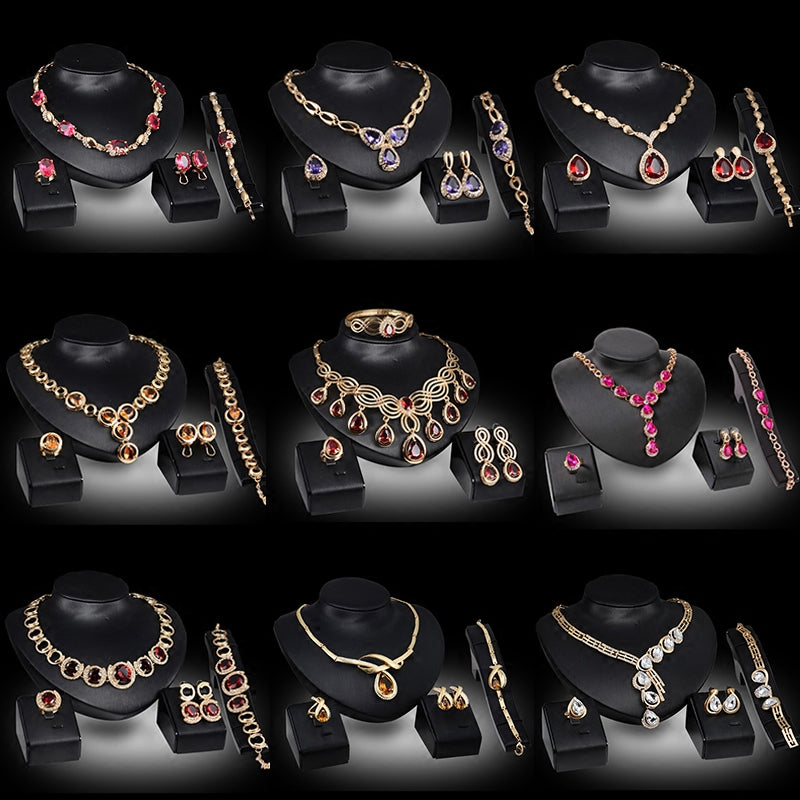 Fashion Inlaid Jewel Rhinestone Clavicle Chain Women's Banquet Earrings