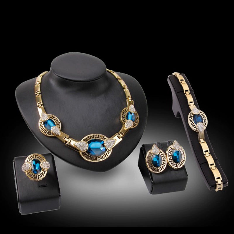 Fashion Inlaid Jewel Rhinestone Clavicle Chain Women's Banquet Earrings