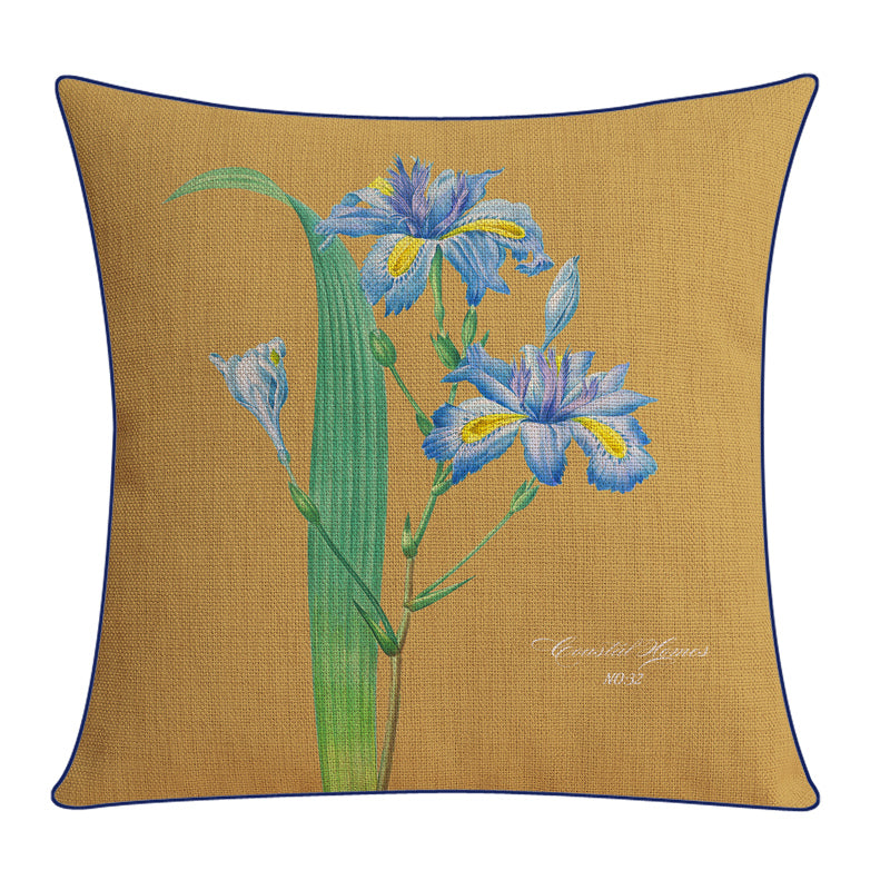 Sofa Pillow Cotton and Linen Thick Flower and Bird Back Seat Cushion Pillow Office