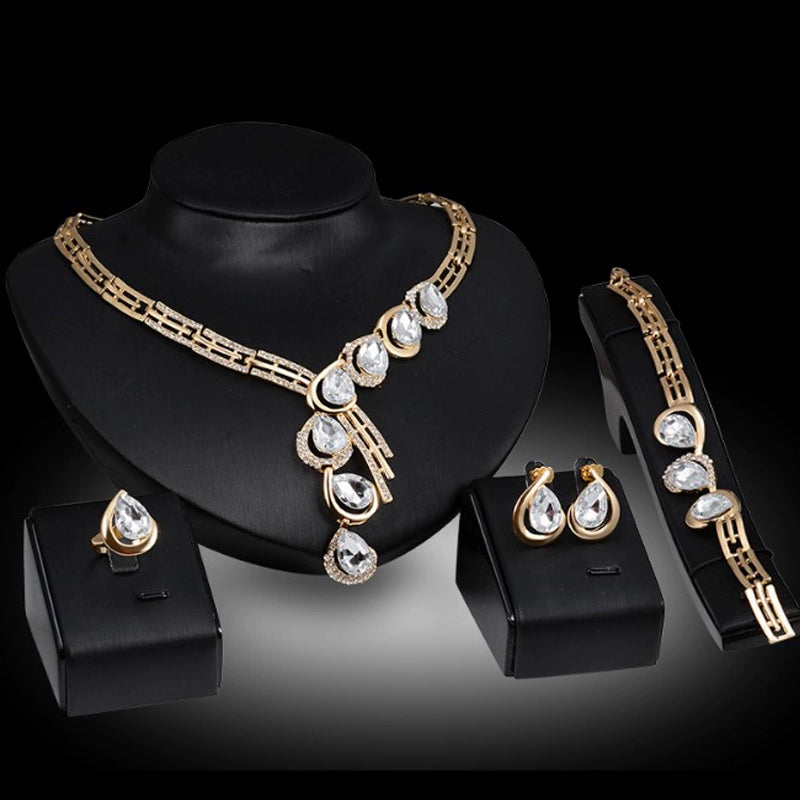 Fashion Inlaid Jewel Rhinestone Clavicle Chain Women's Banquet Earrings