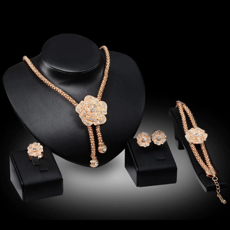 Fashion Inlaid Jewel Rhinestone Clavicle Chain Women's Banquet Earrings