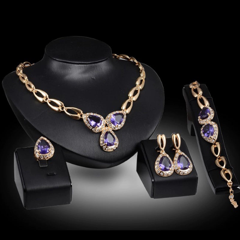 Fashion Inlaid Jewel Rhinestone Clavicle Chain Women's Banquet Earrings